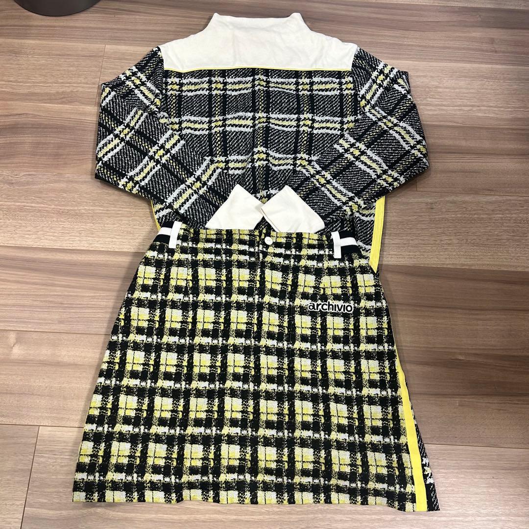 archivioアルチビオ チェック柄長袖セーター＆スカート　セットアップ　40