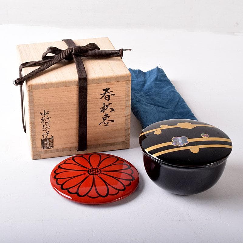 茶道具 薄茶器（うすちゃき） 中棗 菊蒔絵 利休好写 佐々木 麗峰