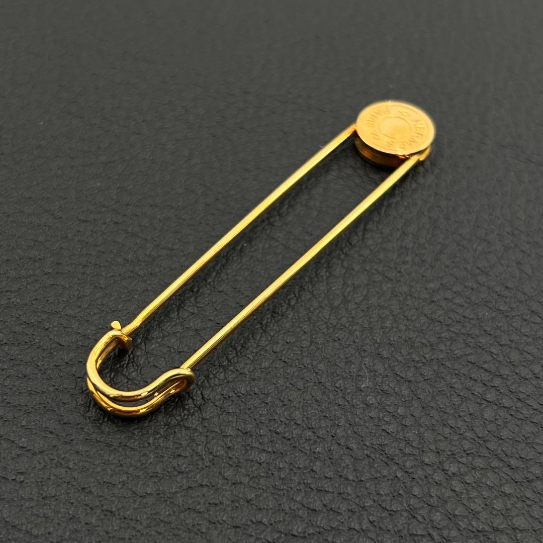 箱付 HERMES エルメス セリエ 安全ピン ピンブローチ ゴールド