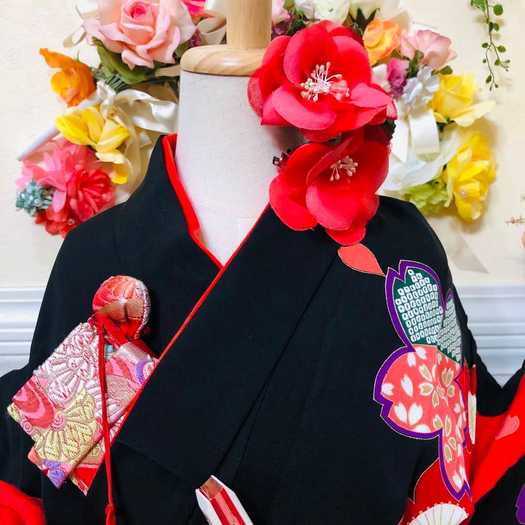 七五三 七歳‼️正絹豪華黒地桜手毬金彩金箔絢爛‼️完全フルセット‼️京都ご令嬢誂え絶品