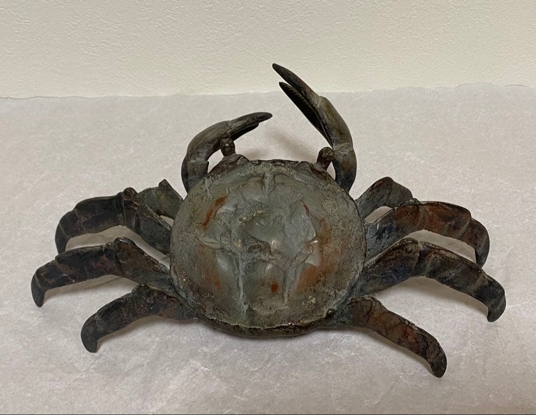 希少！　古銅カニ置物　オブジェ　超特大　手造り