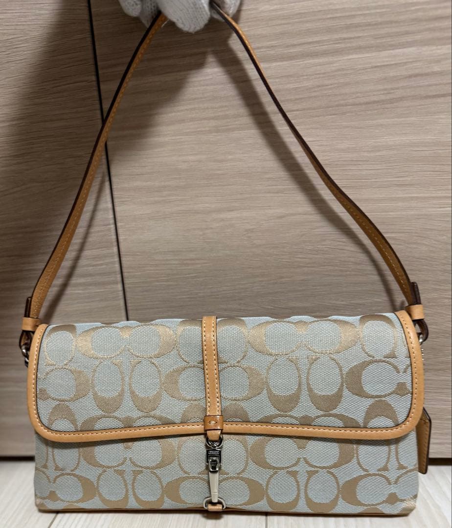 【美品】COACH シグネチャー ワンショルダーバッグ アクセサリーポーチ レア