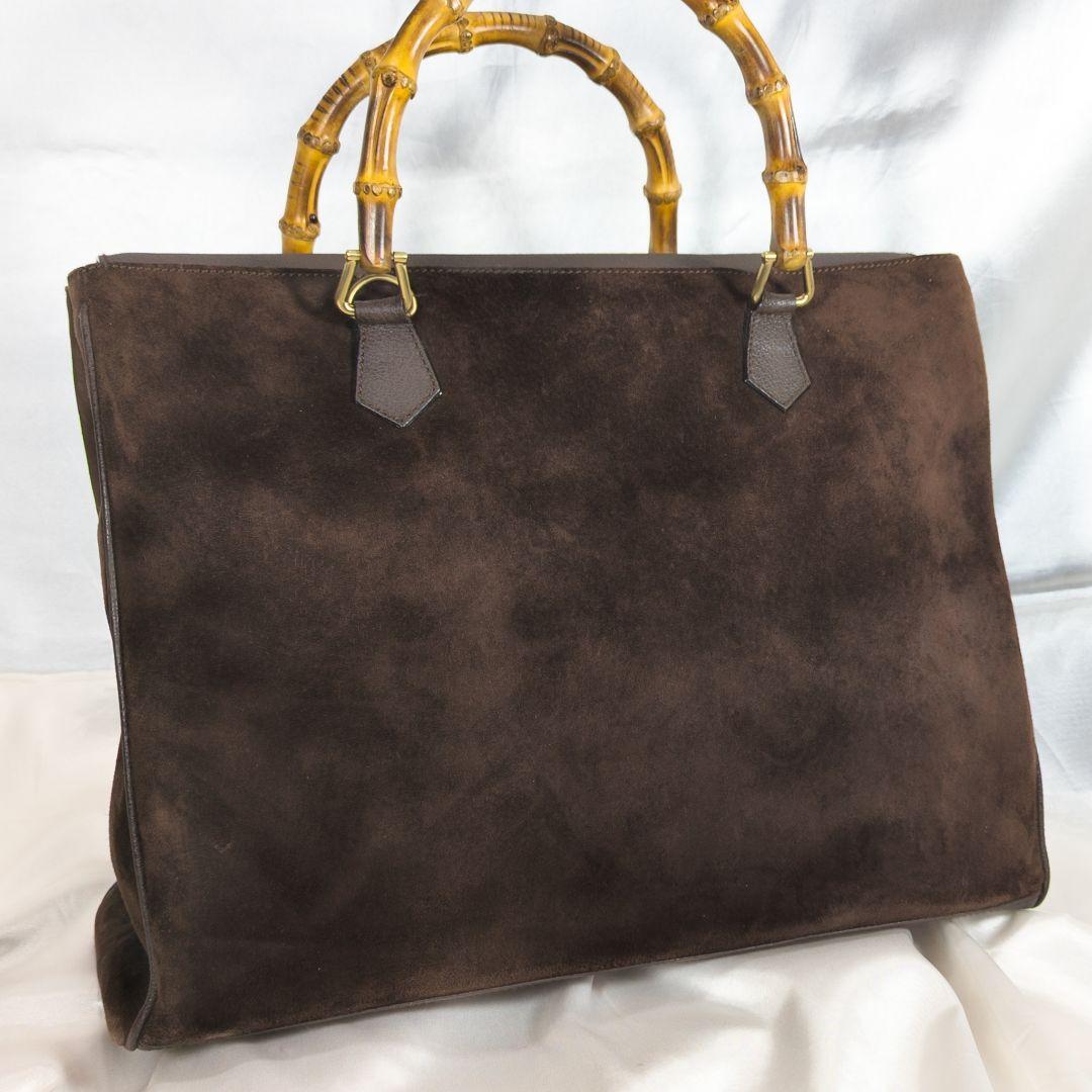 GUCCI グッチ バンブー 2way ハンドバッグ スエード こげ茶 オールド