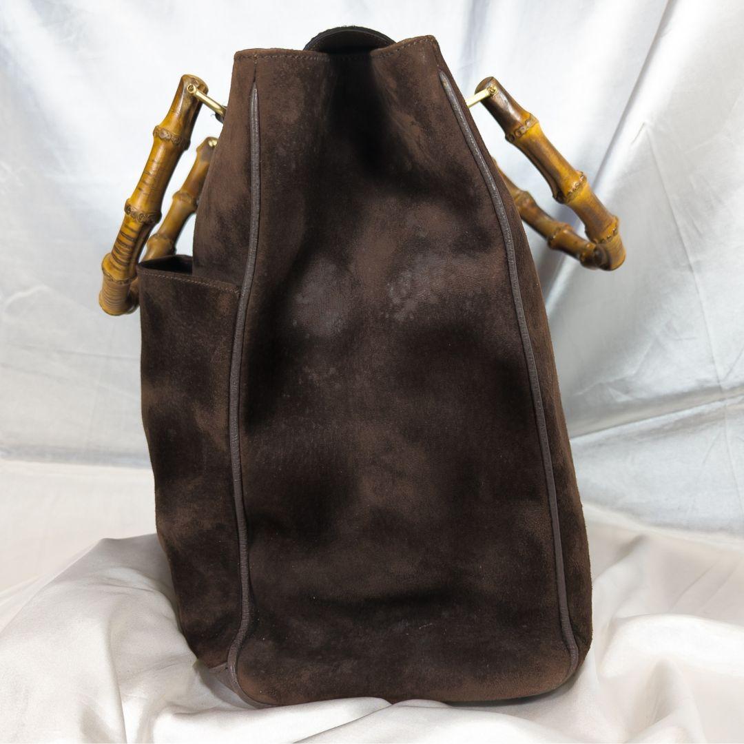 GUCCI グッチ バンブー 2way ハンドバッグ スエード こげ茶 オールド