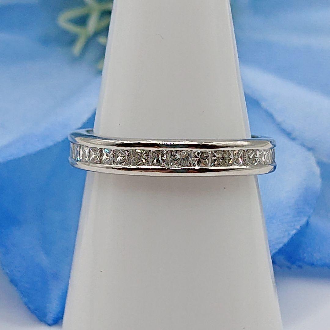 1カラット プリンセス フルエタニティ天然ダイヤモンドリングPt900