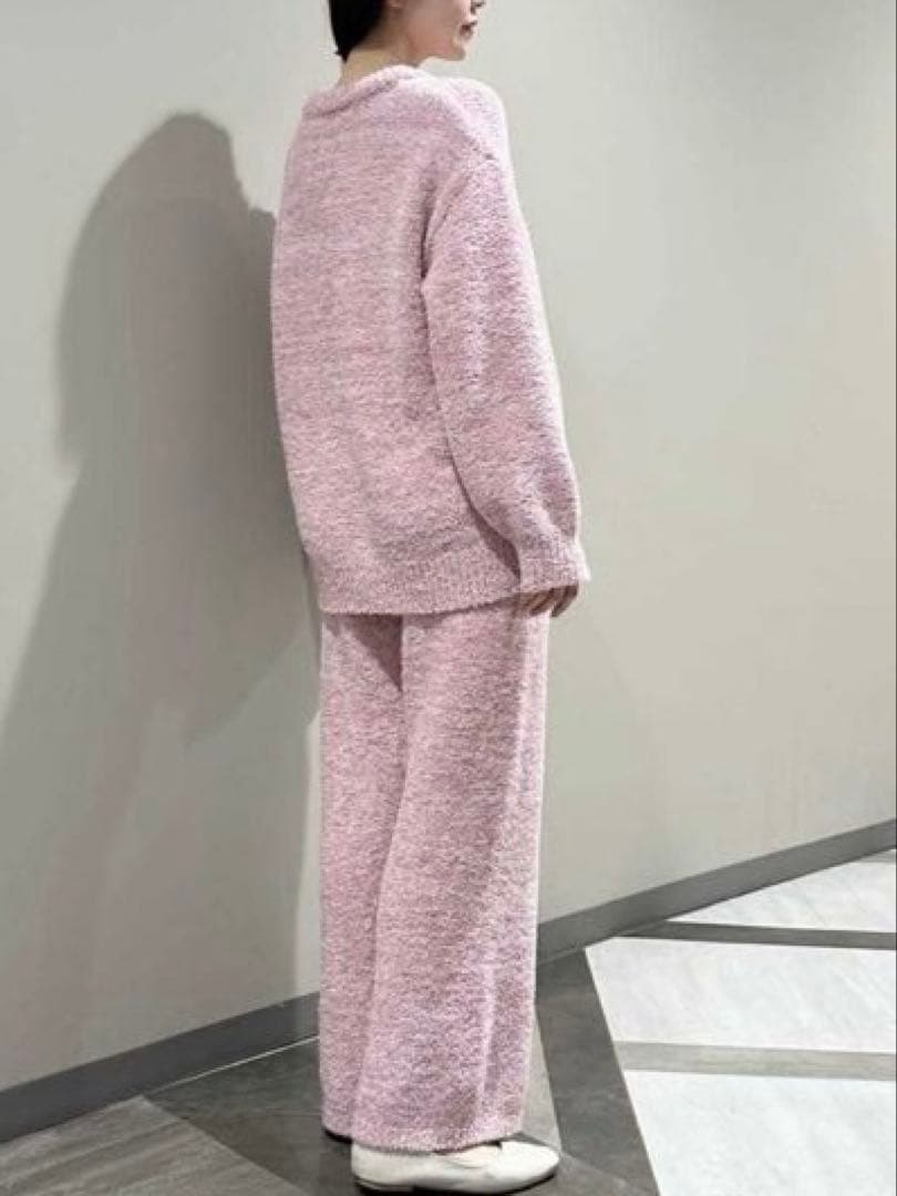 【新品】ジェラートピケ　メランジストロベリージャガードプルオーバーロングパンツ