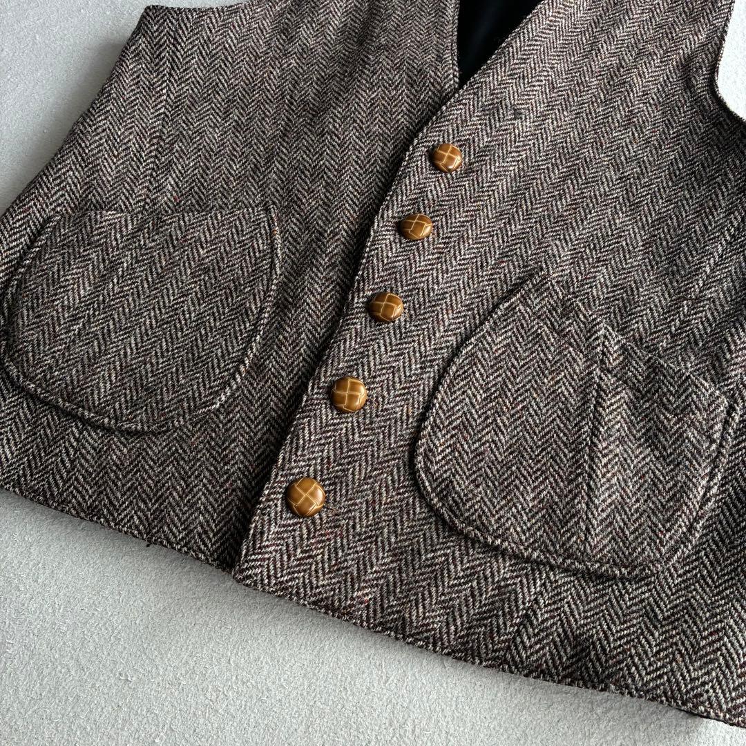HARRIS TWEED USA製 ヘリンボーンベスト スコットランド産ウール