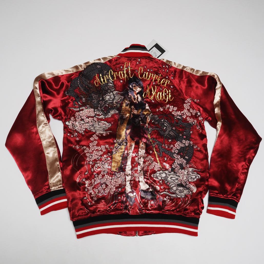 タグ付き未使用 艦これ 流儀圧搾 コラボ リバーシブルスカジャン 赤城 L