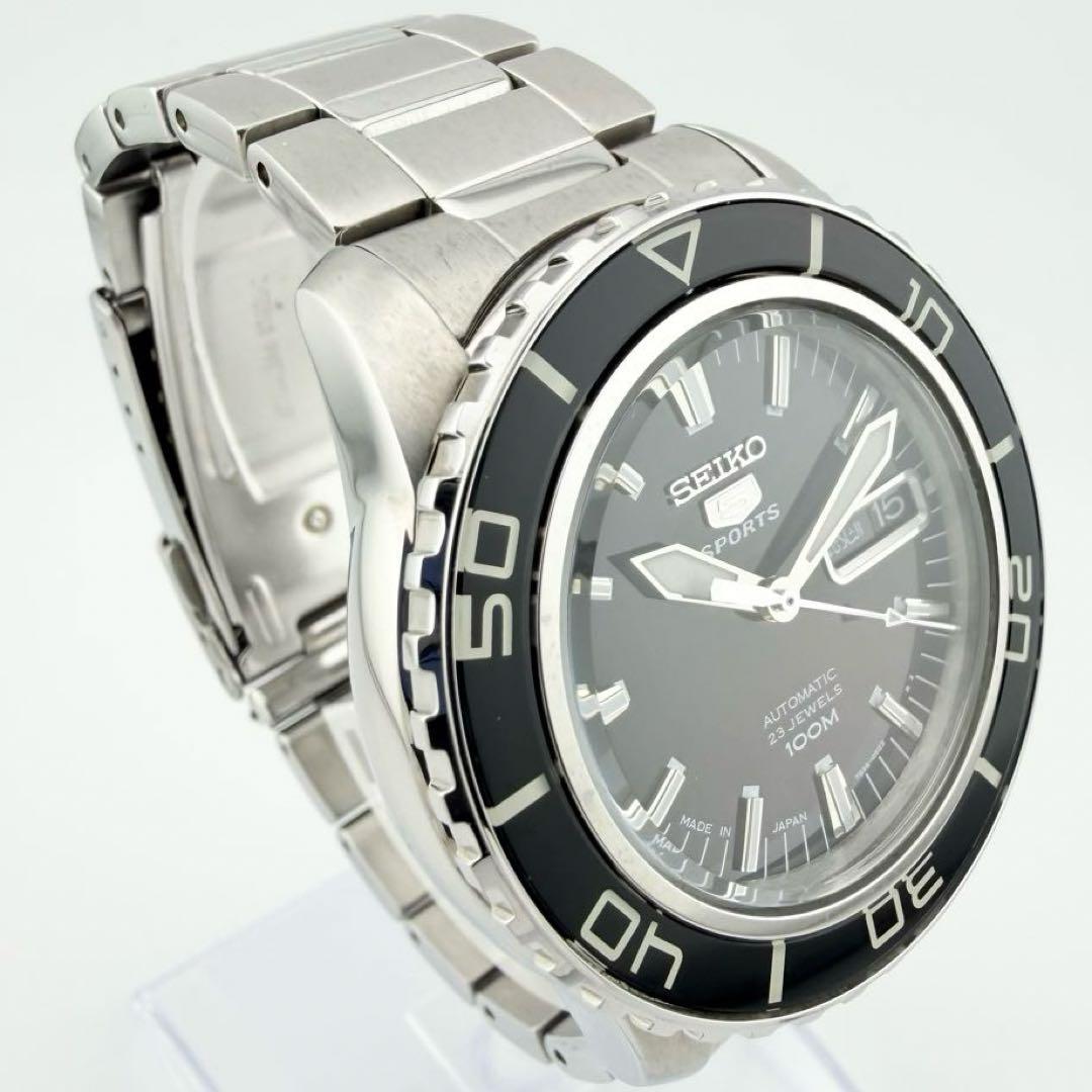 美品 セイコー5 スポーツ 7S36-04N0 ブラック メンズ 自動巻き腕時計