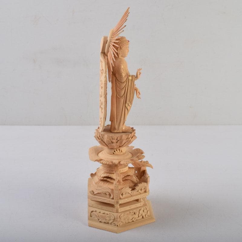 仏教美術 柘植彫刻 西立弥陀像 仏像 華鬘台 C 8784