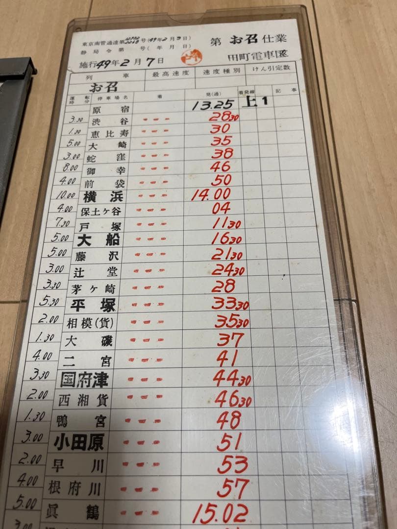 【レア】お召し列車　時刻表&電車運転士仕業票　昭和49年　当時物