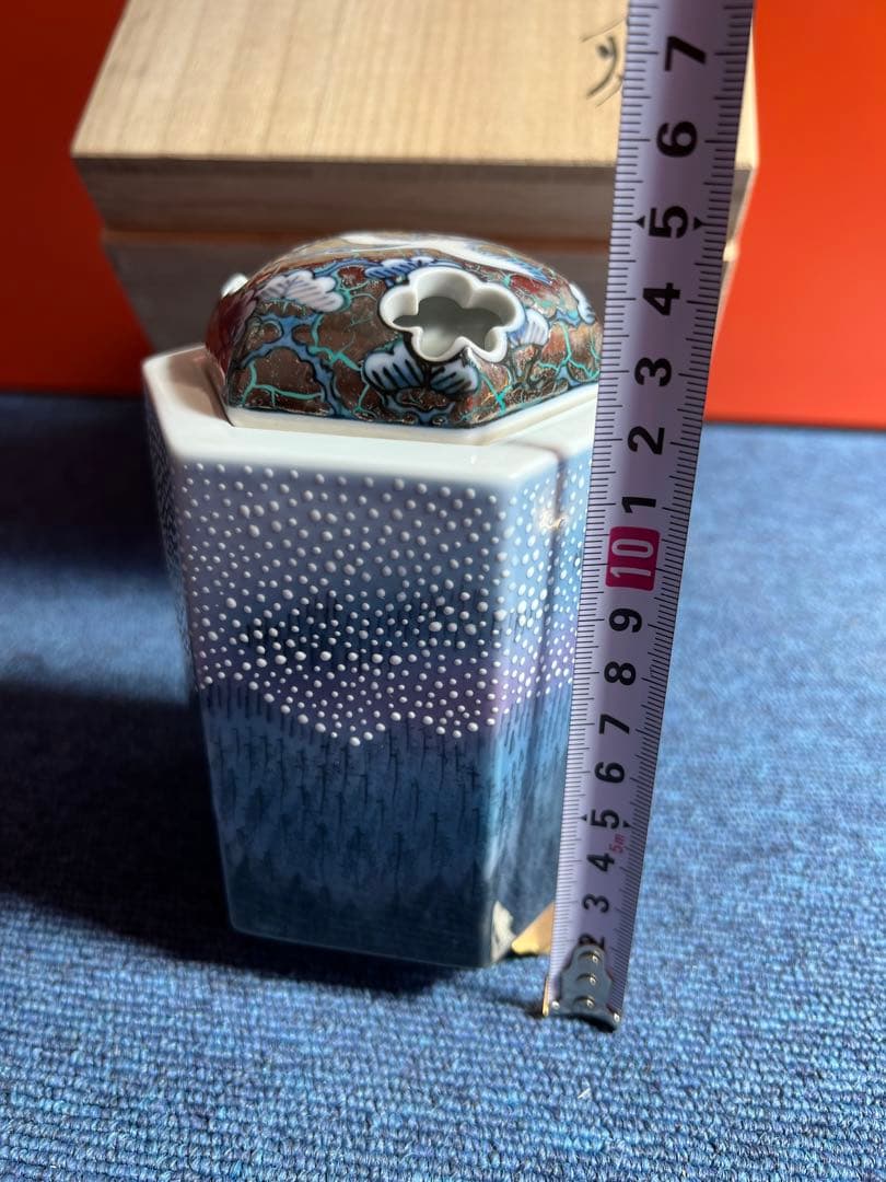 874 有田焼 藤井朱明作 日辰会友 極上白金彩香炉 未使用