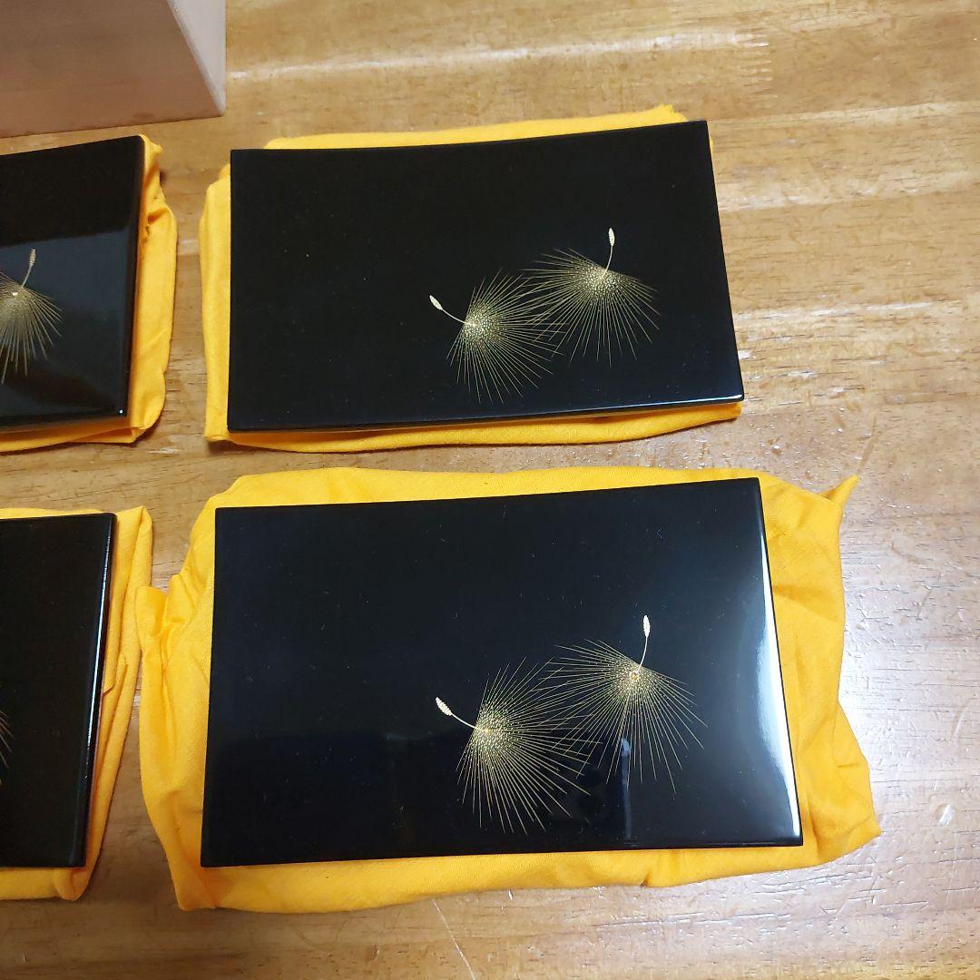 小西啓介 輪島塗 漆器 茶道具 5枚セット 金色草花模様 未使用 小皿