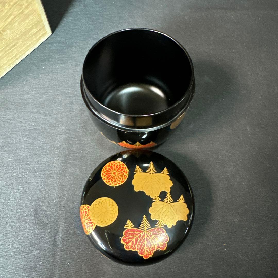 E982 送料無料 金彩蒔絵 棗 在銘 茶道具 茶室 茶道 共箱