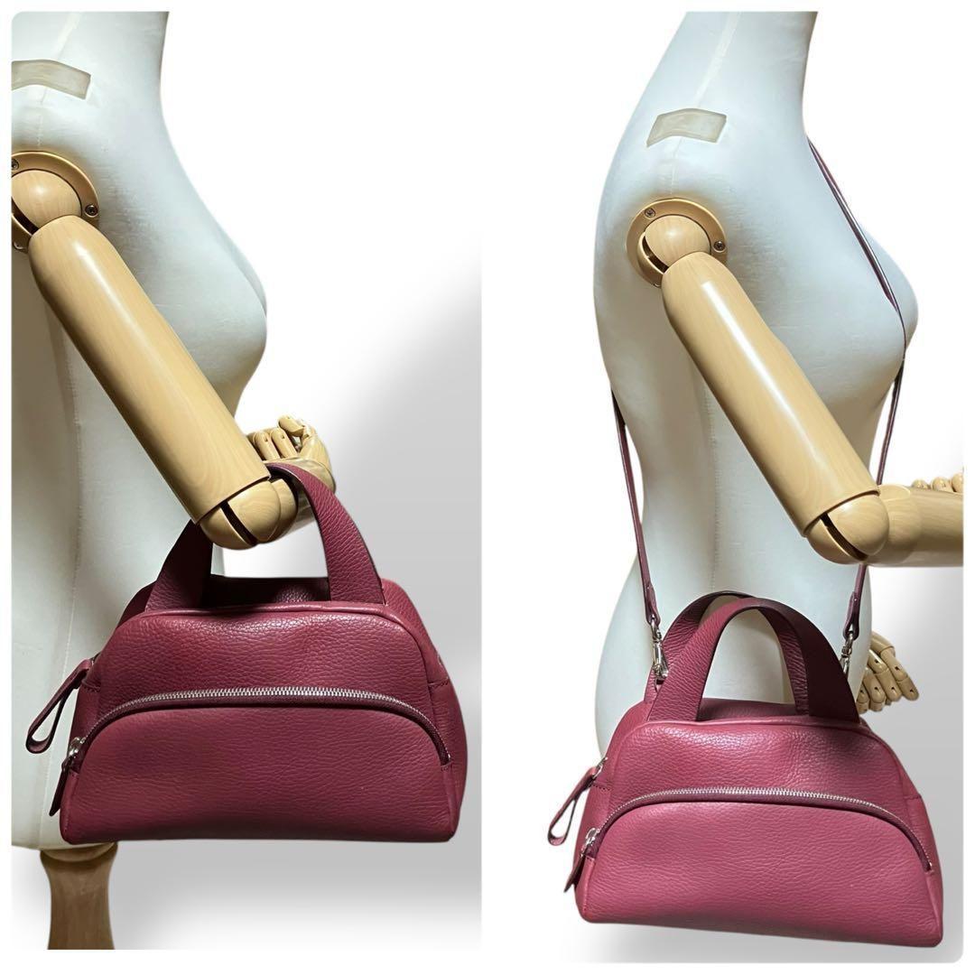 良品 2009 MAURO GOVERNA ハンドバッグ 2way 紫ピンク