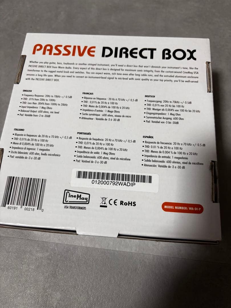 WARM AUDIO DIRECT BOX PASSIVE DI ボックス