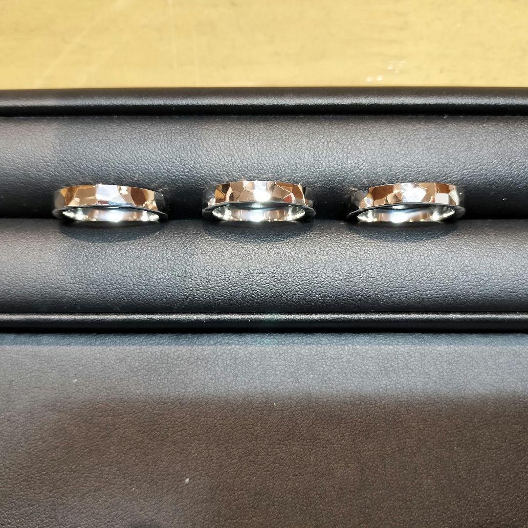 槌目シルバーリング　三本