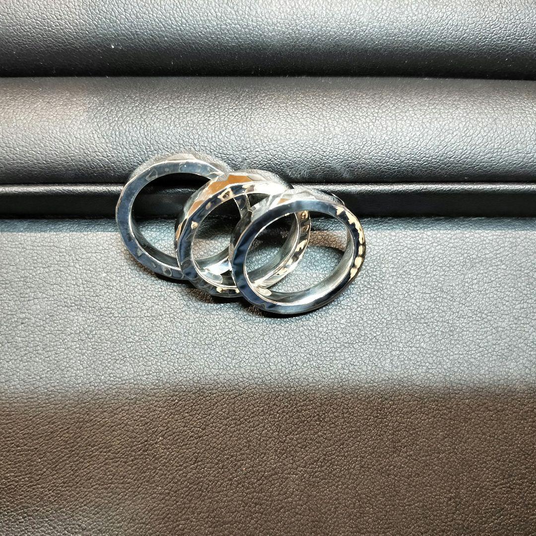 槌目シルバーリング　三本