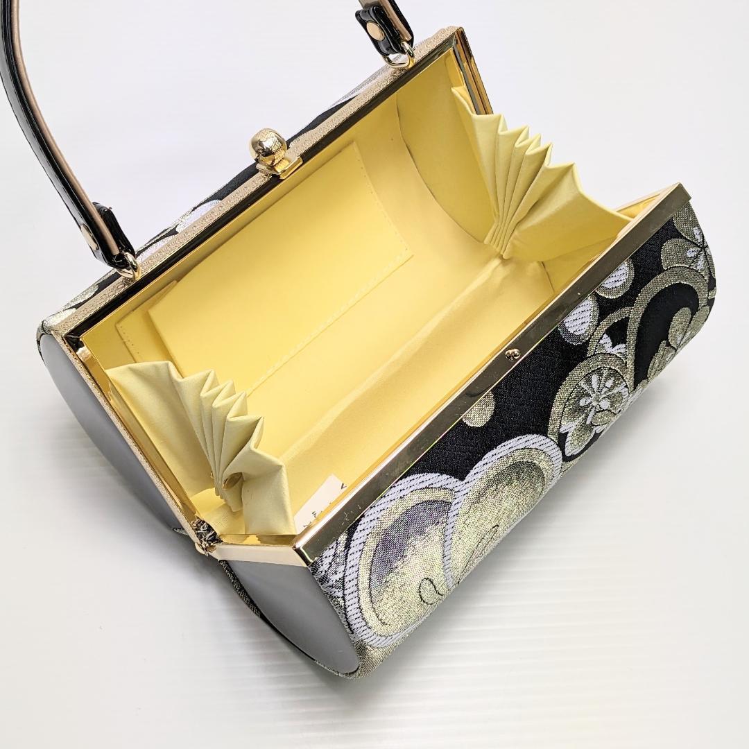 和装 草履バッグセット 帯地 梅 黒×金 3枚芯 フリーサイズ k16-13