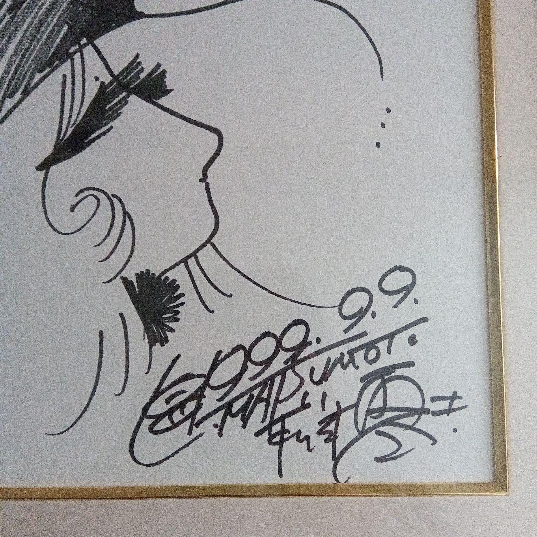 真作】松本零士 直筆サイン色紙 銀河鉄道999☆メーテル (額縁付