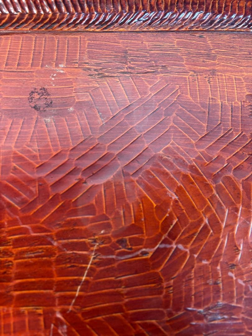 アンティーク　讃岐彫　古い松材のくり貫き角盆(四方盆)5枚セット