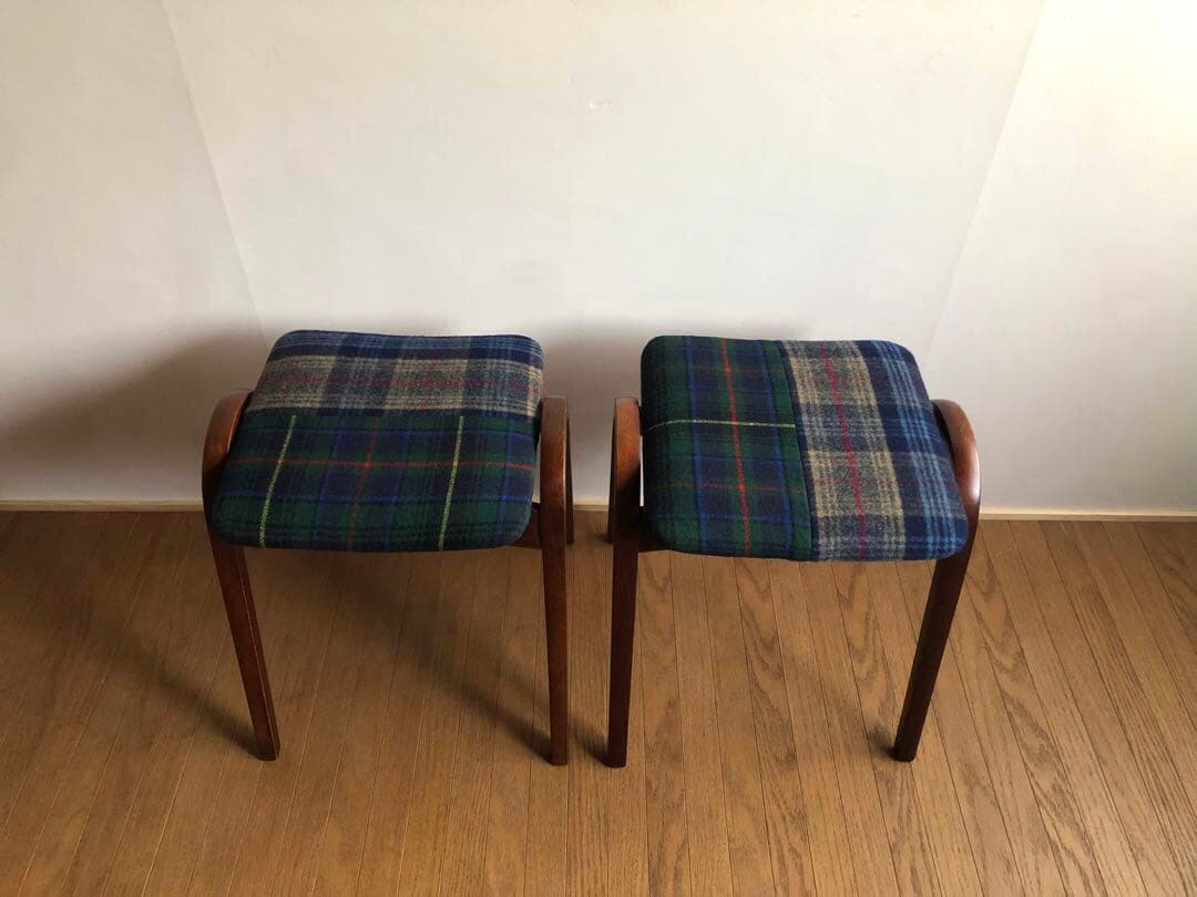 秋田木工 曲木 剣持スツール 2脚セット ヴィンテージ家具 古代色 レトロ 民藝