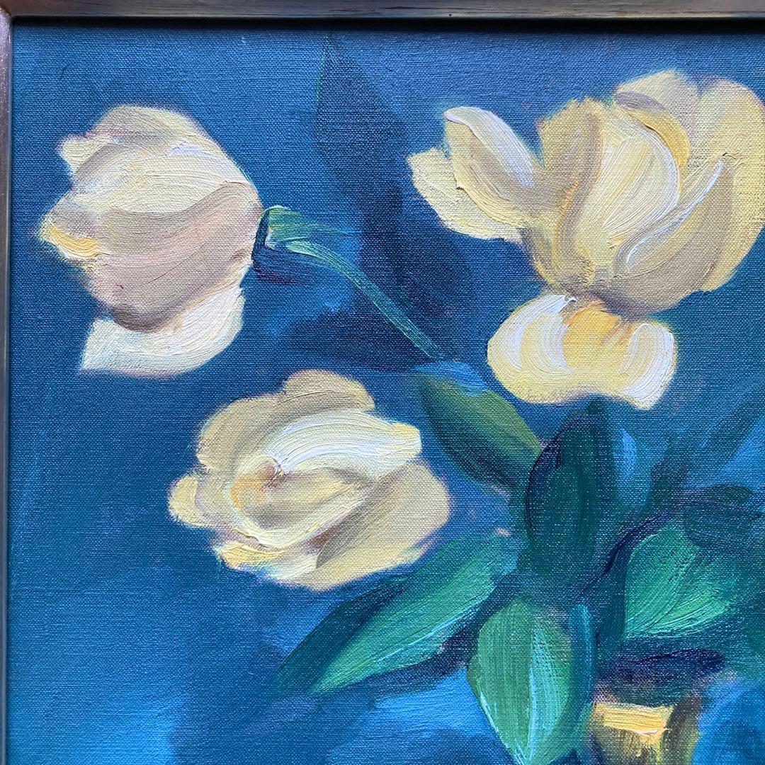 木下孝則 「ばら 」油彩静物画　二重額66.5×59絵45.5×38cm F8￼