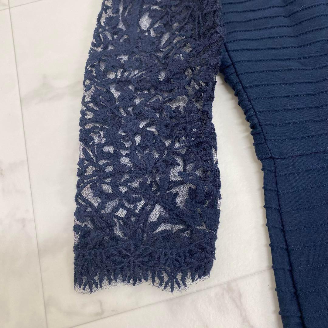 極美品✨タダシショージ ロングワンピース ドレス レース 刺繍 マーメイド 紺