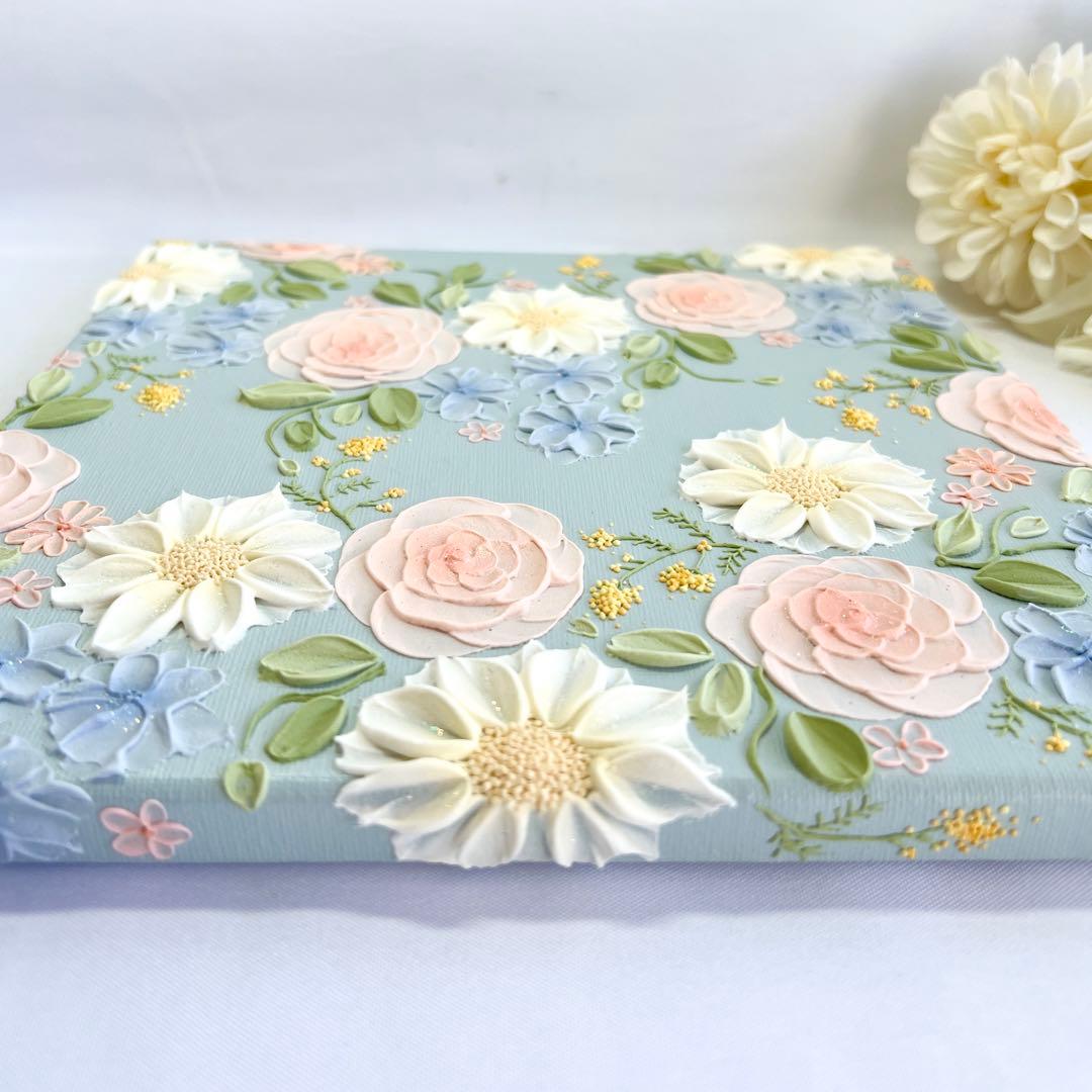 テクスチャーアート 絵画 インテリアアート 立体 花 絵 ボタニカル