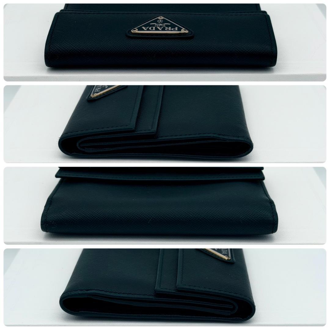 PRADA プラダ　サフィアーノ　三角ロゴ　三つ折り財布 レザー　ブラック