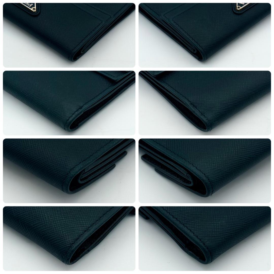 PRADA プラダ　サフィアーノ　三角ロゴ　三つ折り財布 レザー　ブラック