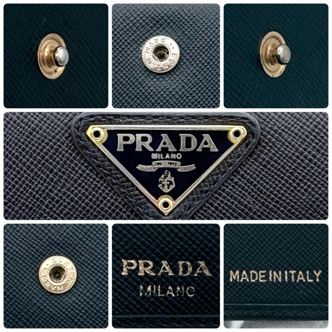PRADA プラダ　サフィアーノ　三角ロゴ　三つ折り財布 レザー　ブラック