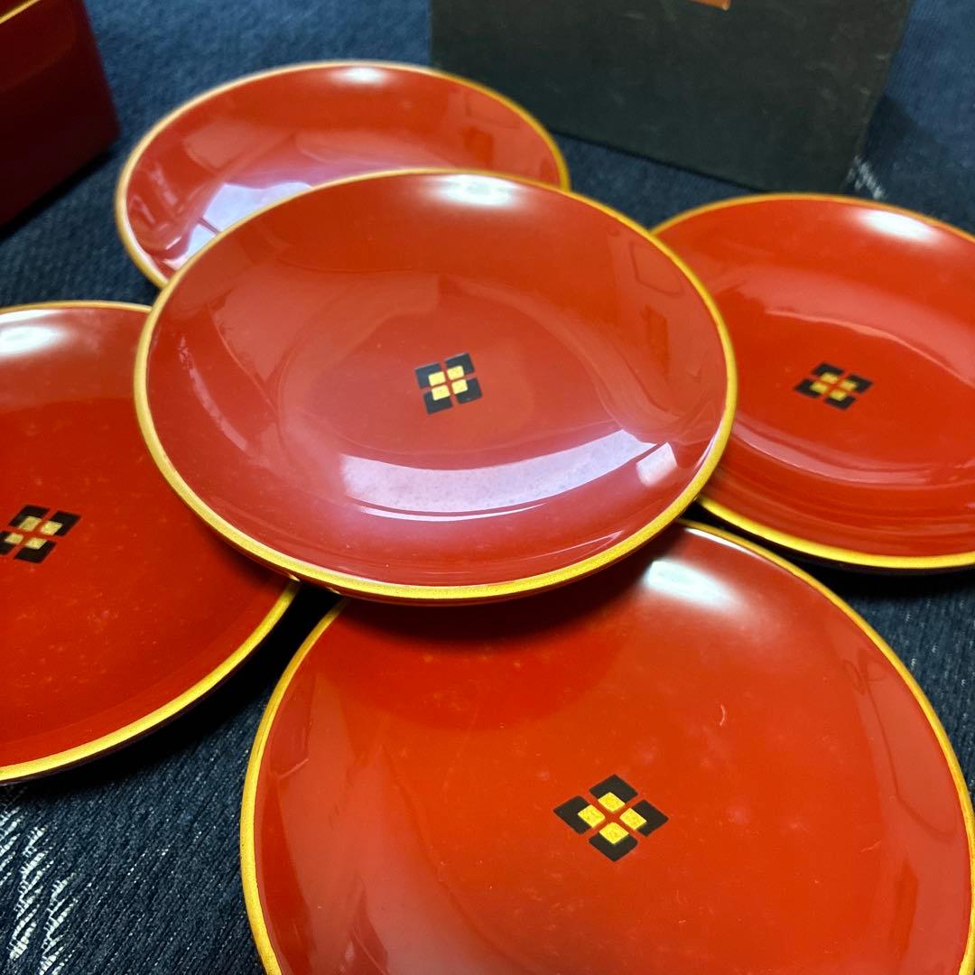 秀衡塗 ☆美品☆3段重箱と皿5枚と盆のセット