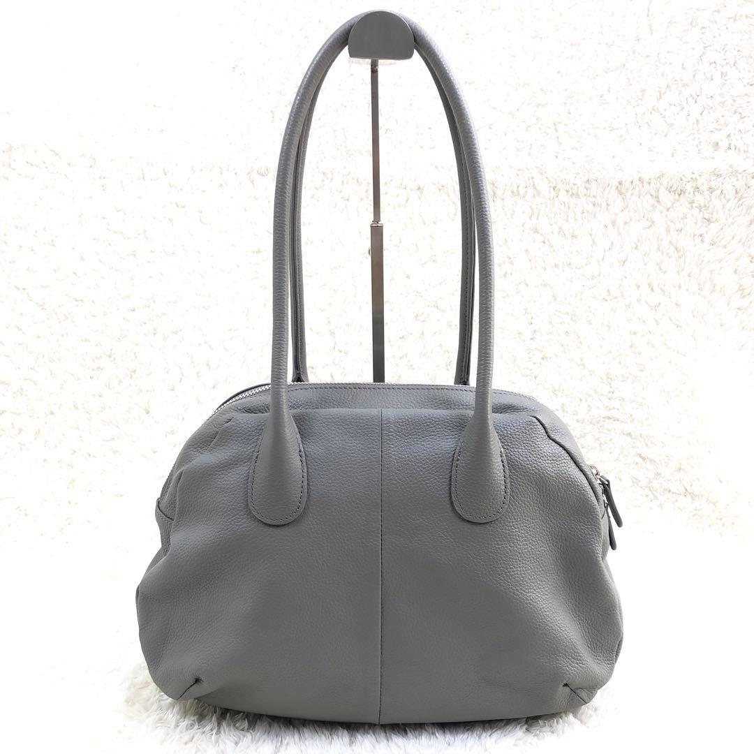 BEARDSLEY レザー ラウンドミディボストン バッグ トープ