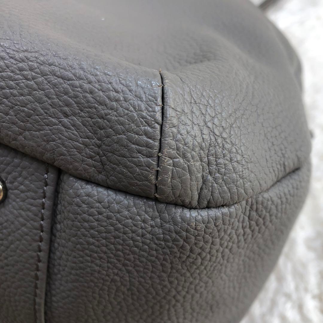 BEARDSLEY レザー ラウンドミディボストン バッグ トープ