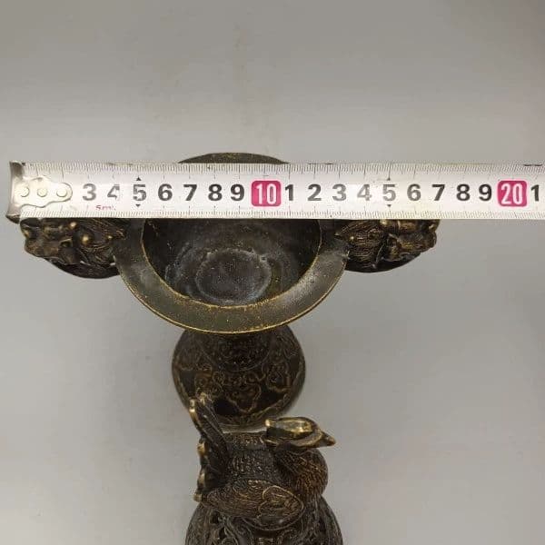 銅器 高脚双龍飛鳳薫香炉 客間茶室書斎華貴 大方得体薫香炉