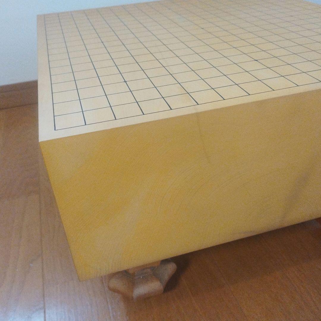 囲碁盤 柾目 脚付 へそ有 碁盤 厚さ15cm 天然木 ※木製カバー付 ①