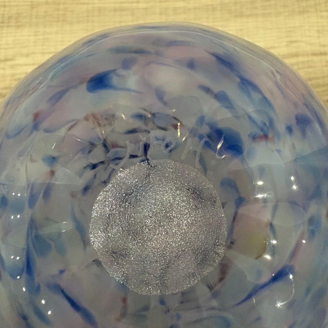 青紫色 ガラス花瓶 木箱付き 迫二郎