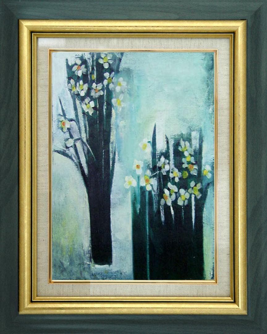 油絵 菅家令子 絵 絵画 インテリア 額付 (白) F6-182023 花