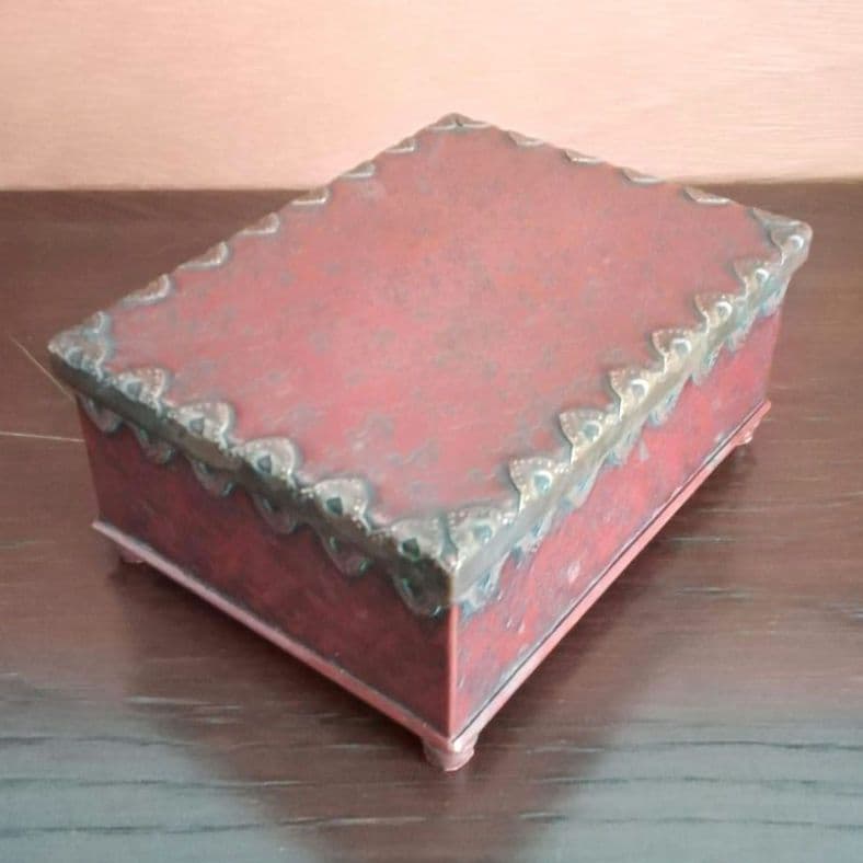 逸品　緋銅　毛織式　蓋物　小物入れ　松栄堂　明治金工　和骨董　骨董　アンティーク