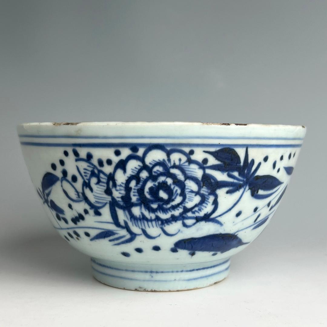 古染付 文章星菓子器 鉢 明時代 中国古玩 中国美術 唐物骨董 A850