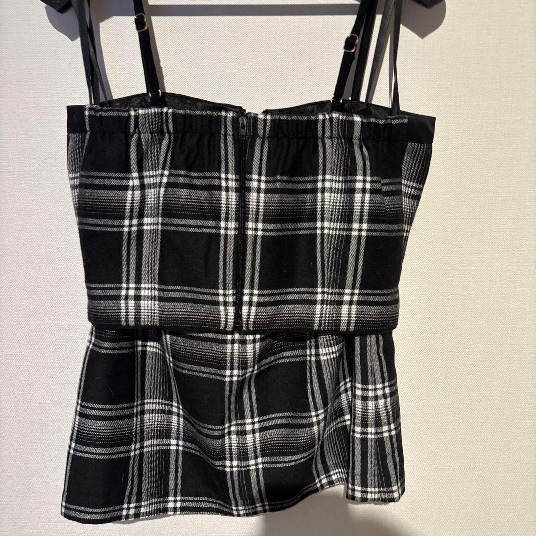 glossy チェック×レザーセットアップキャバドレス S