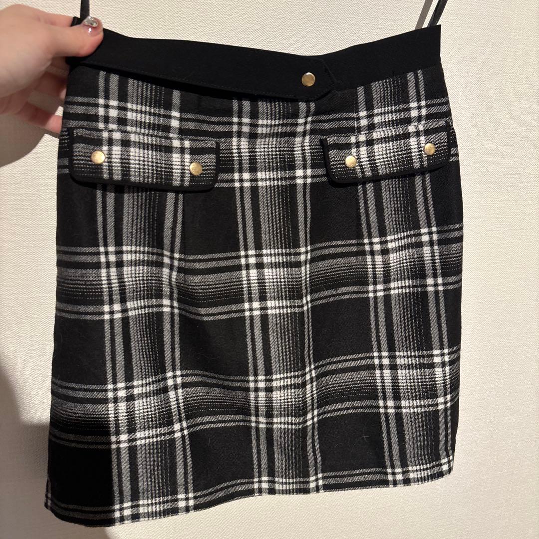 glossy チェック×レザーセットアップキャバドレス S