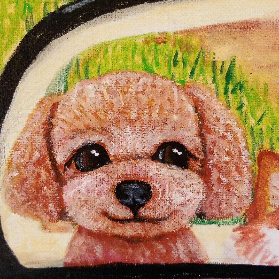 油絵 Yumiko様専用 ワーゲンに乗る犬の家族 S11571125