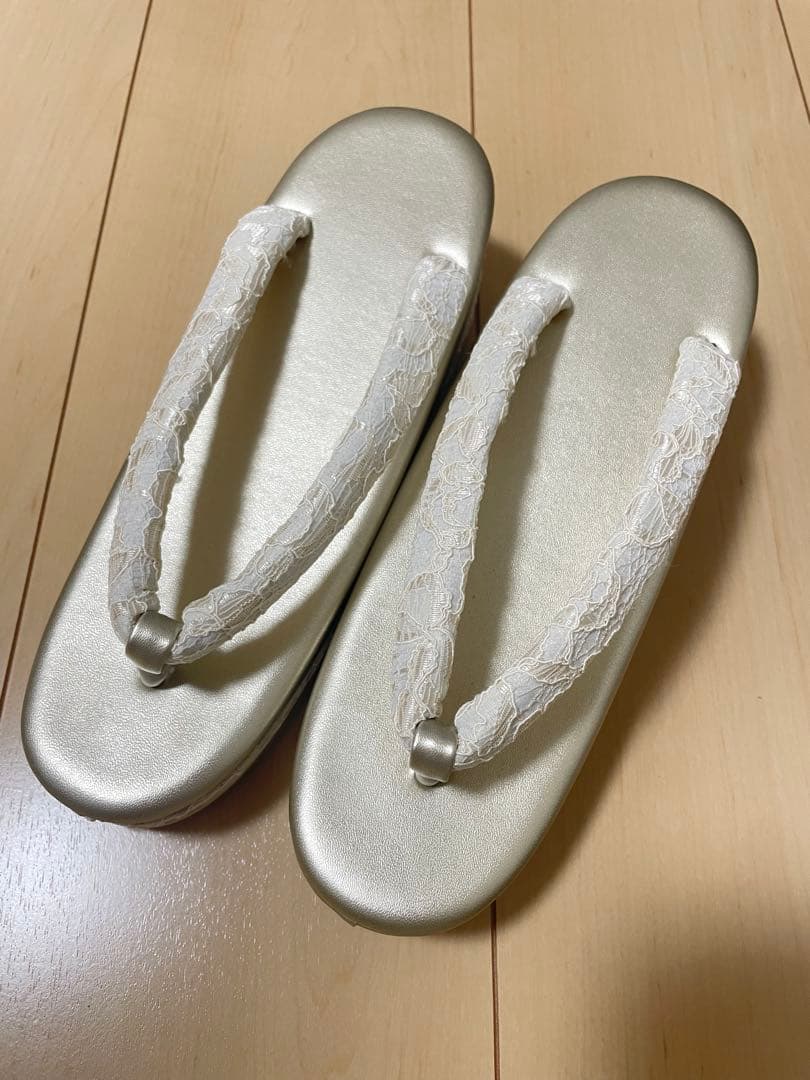 チョコ様専用 和装 草履バッグセット レース 白 金 ゴールド ホワイト