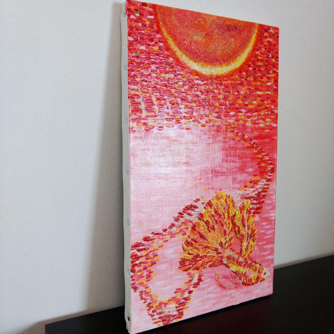 月と魚　アクリル絵画　一点もの