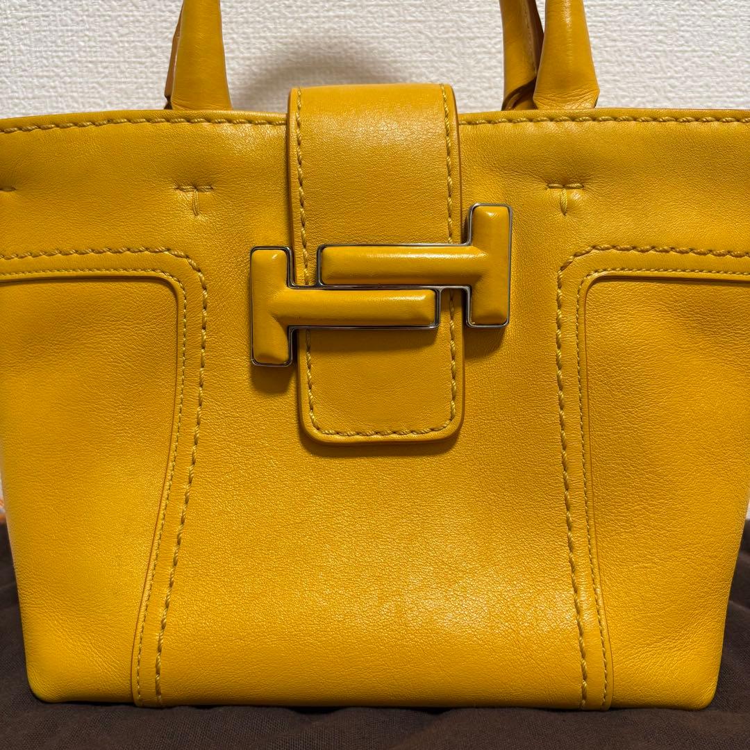 【美品】TOD'S トッズ ダブルTイエロー レザー ショルダーバッグ 2way