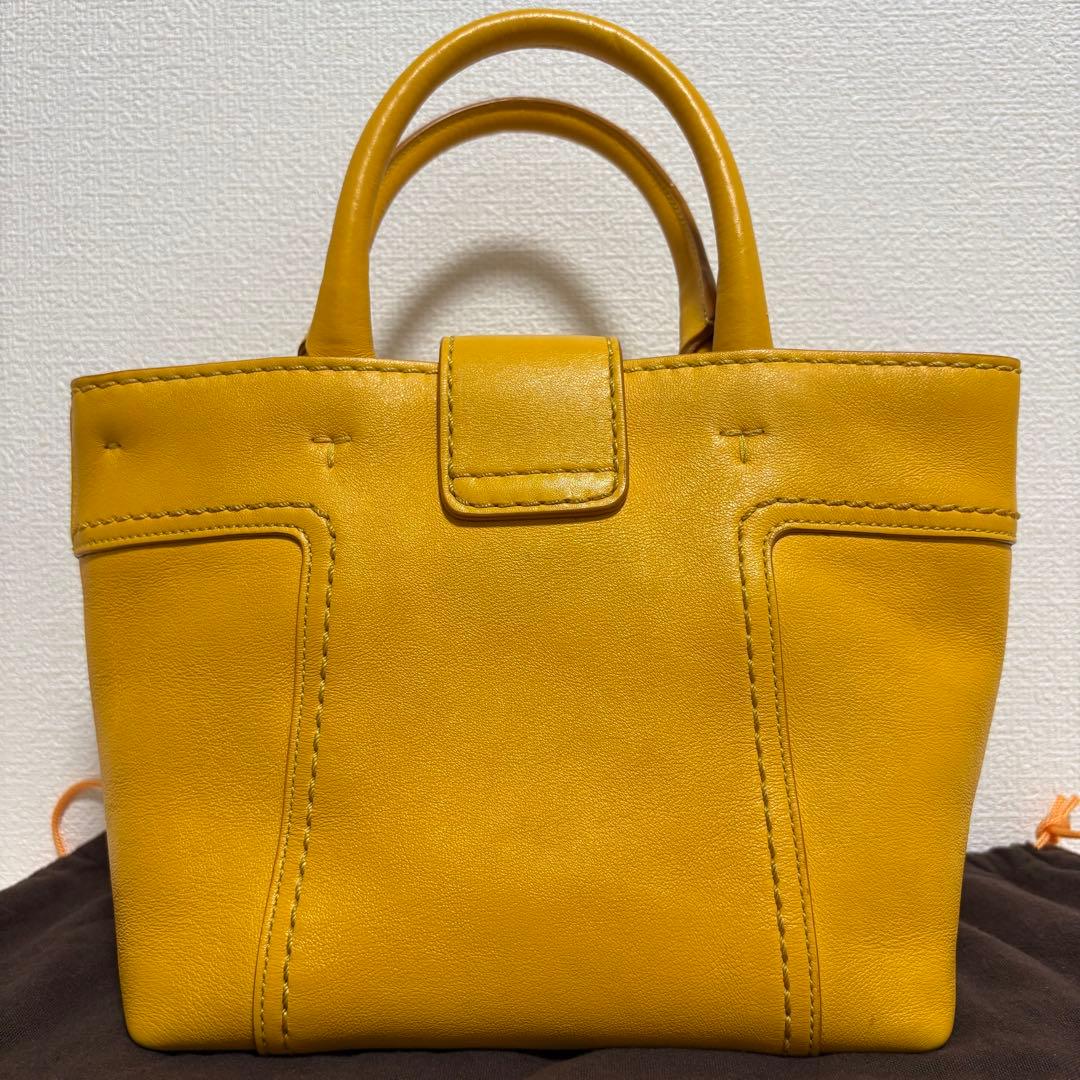 【美品】TOD'S トッズ ダブルTイエロー レザー ショルダーバッグ 2way