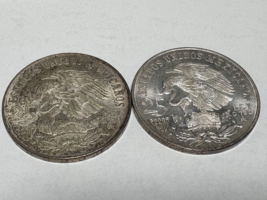 希少　メキシコオリンピック　25ペソ銀貨　2枚セット　45.18g SV720