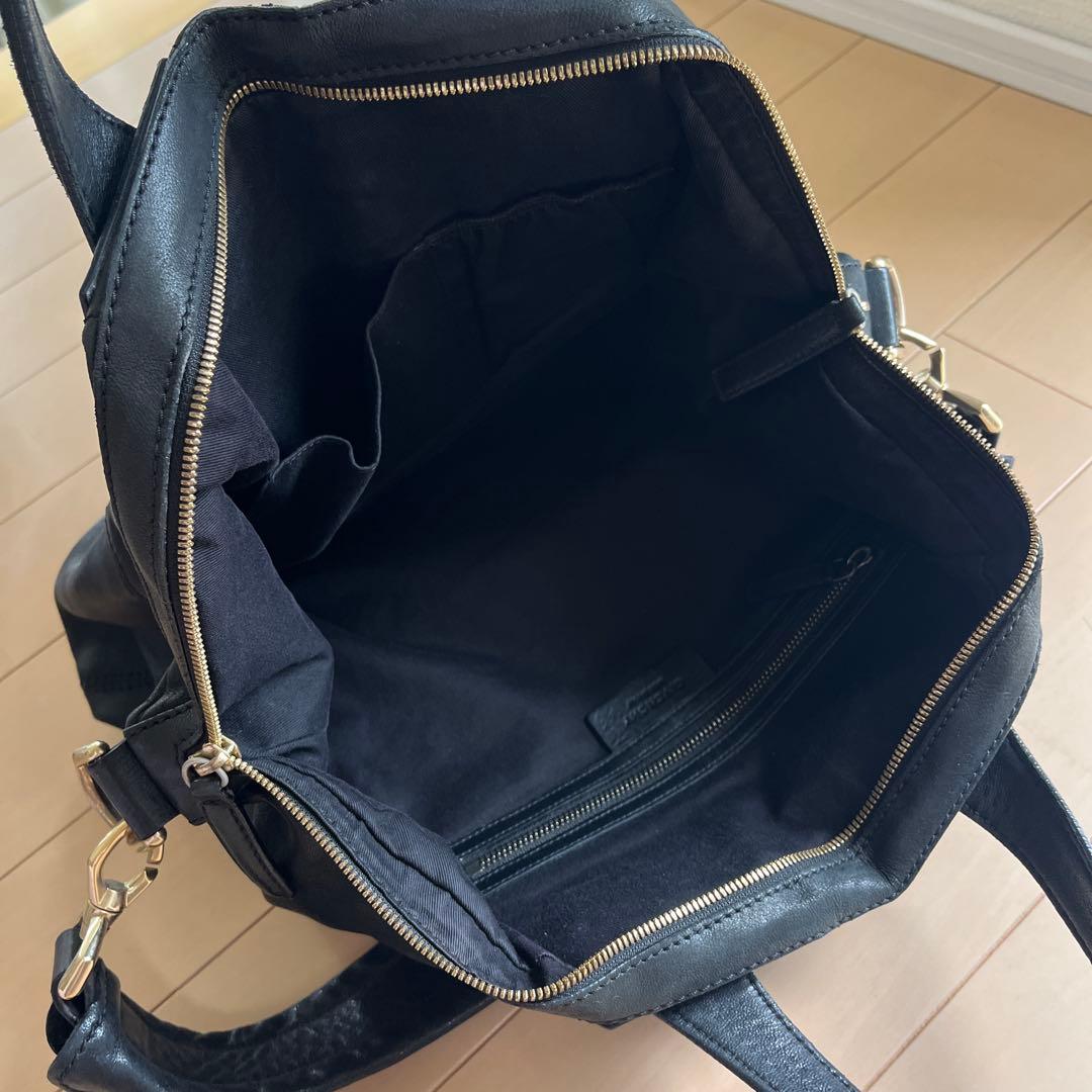 【goki】ブラックレザー 2wayショルダーバッグ